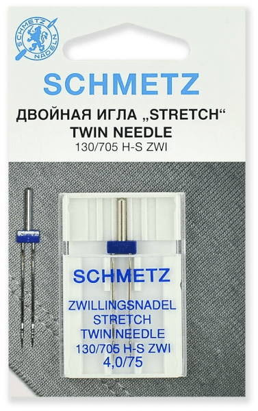 Иглы Schmetz стрейч двойные 130/705 H-S ZWI 4,0/75, 1 шт в Новом Уренгое